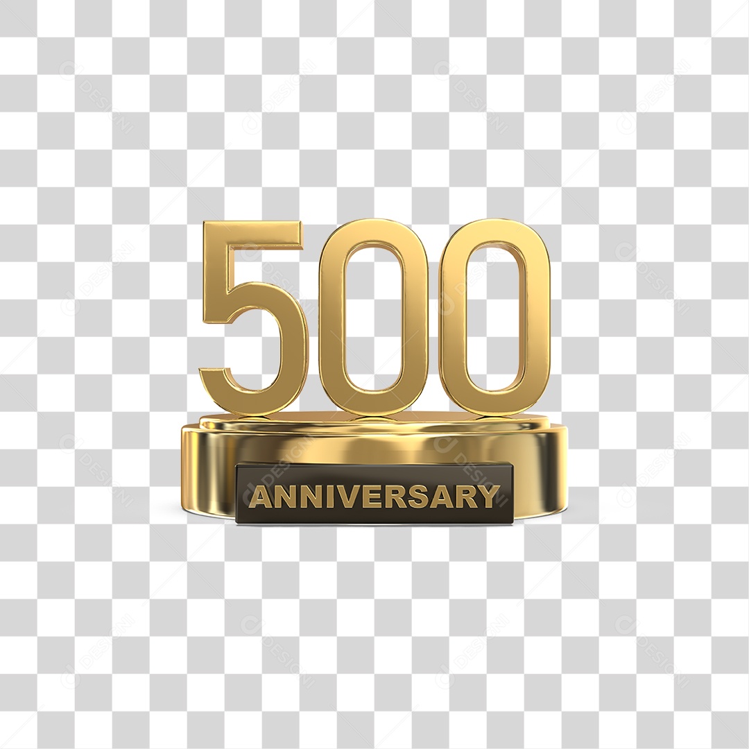 Podium de 500 Anos Aniversário Dourados PNG Transparente