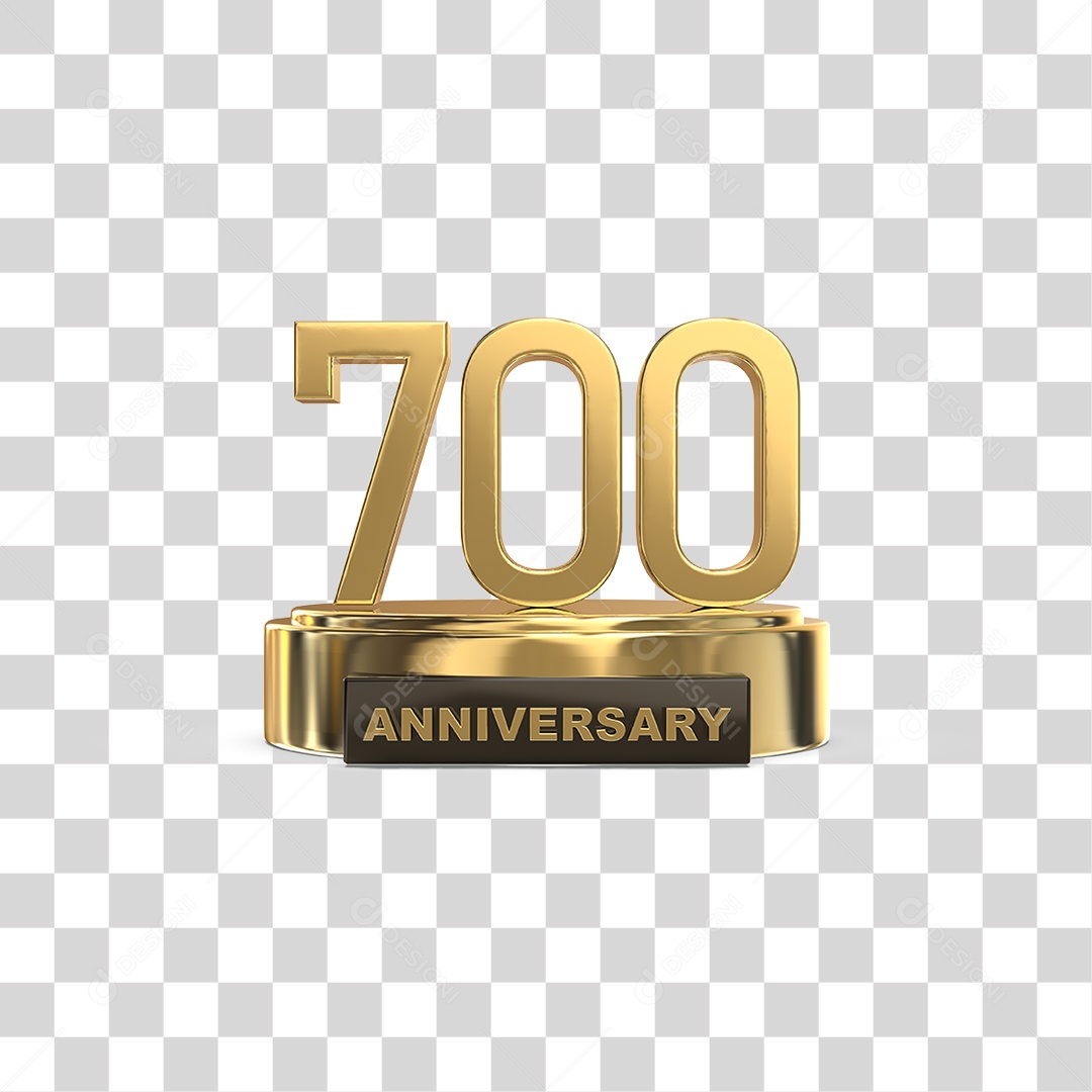 Podium de 700 Anos Aniversário Dourados PNG Transparente