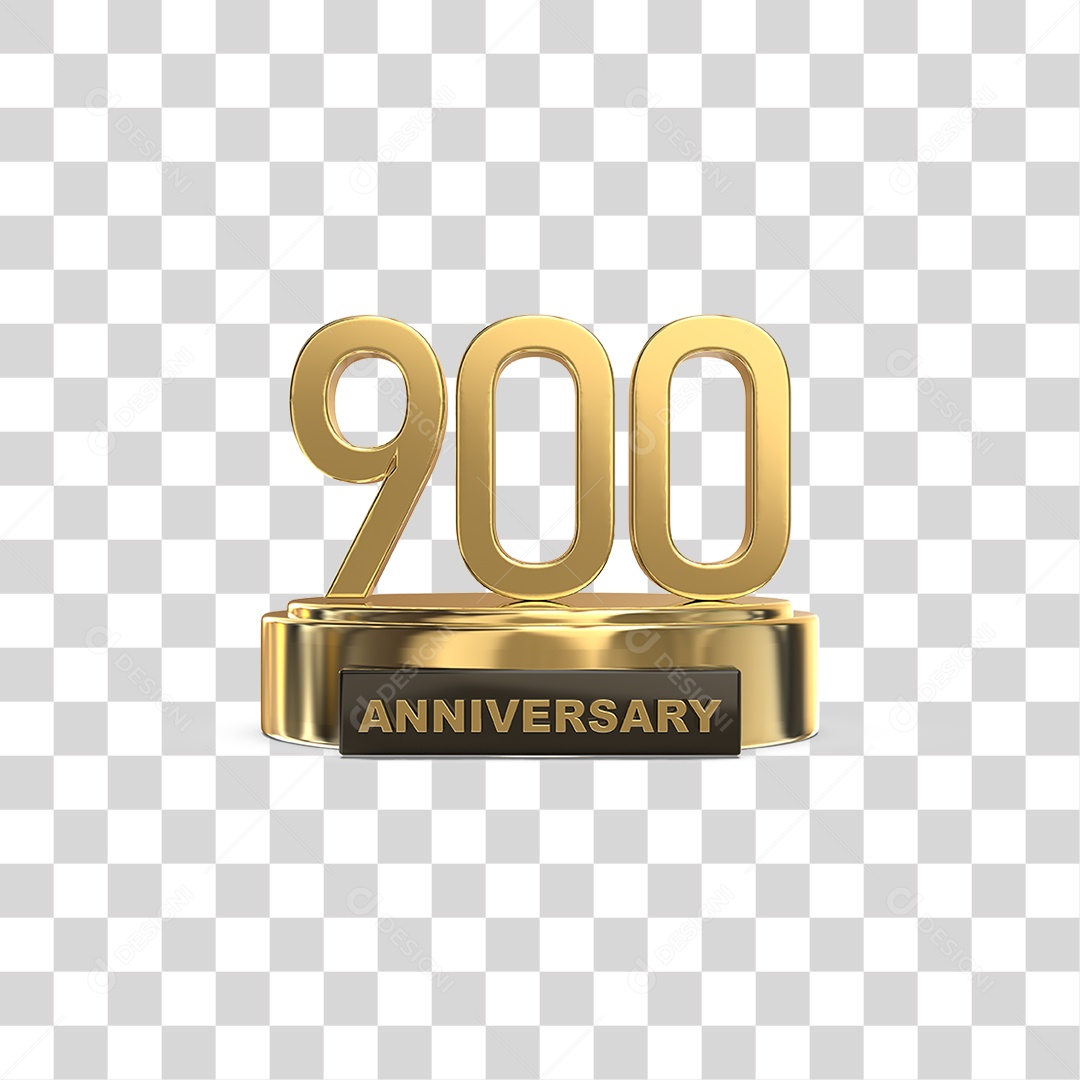 Podium de 900 Anos Aniversário Dourados PNG Transparente