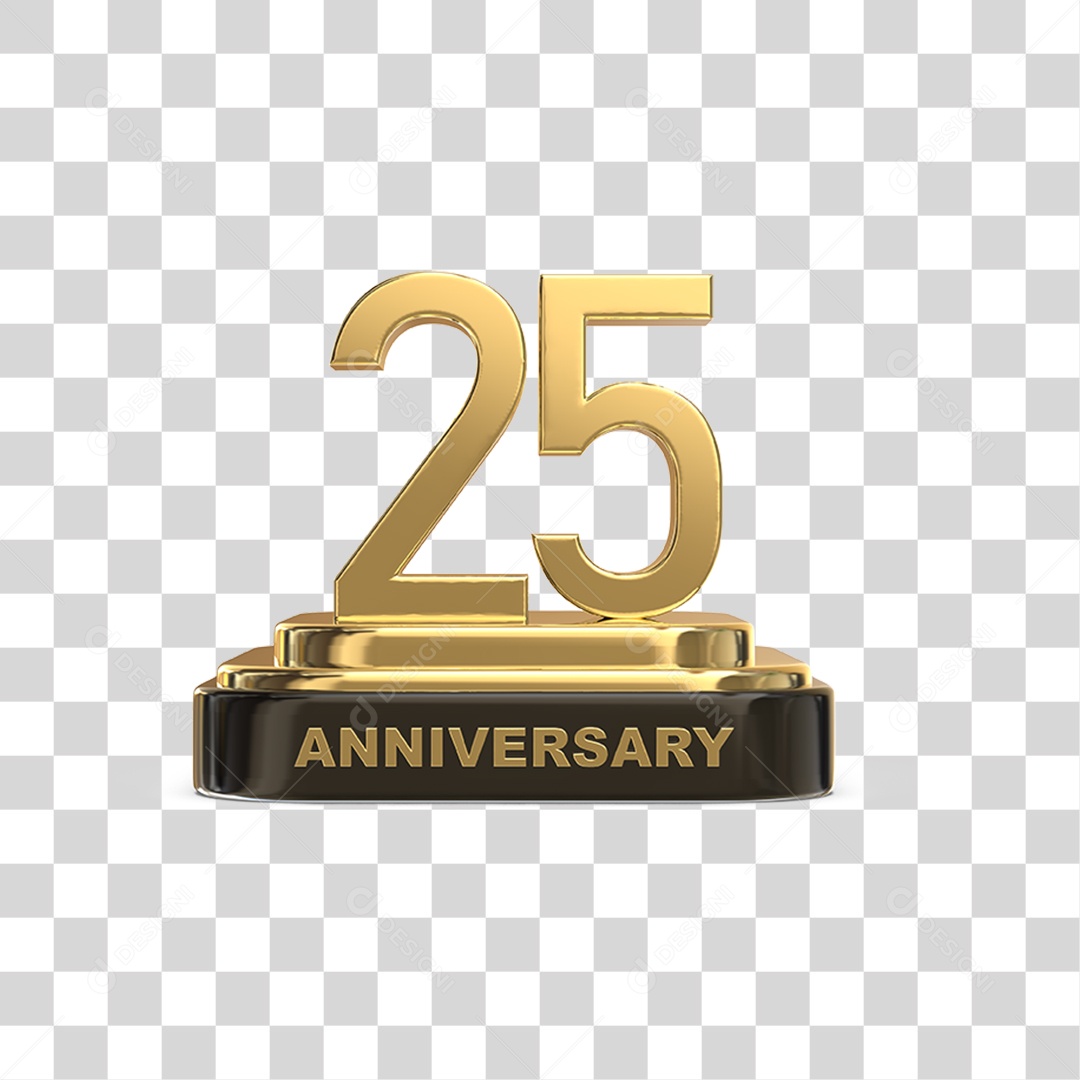 Podium de 25 Anos Aniversário Dourados PNG Transparente