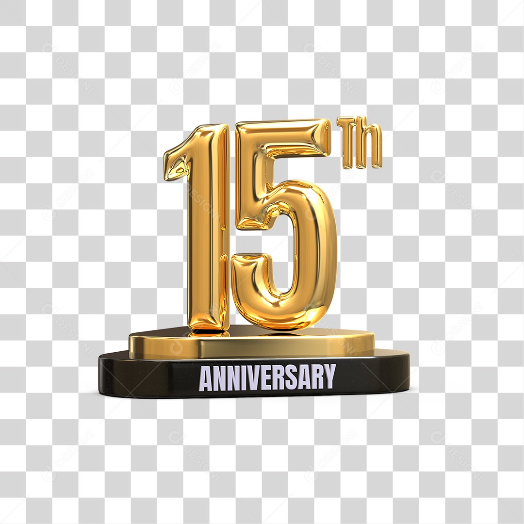 Podium de 15 Anos Aniversário Dourados PNG Transparente