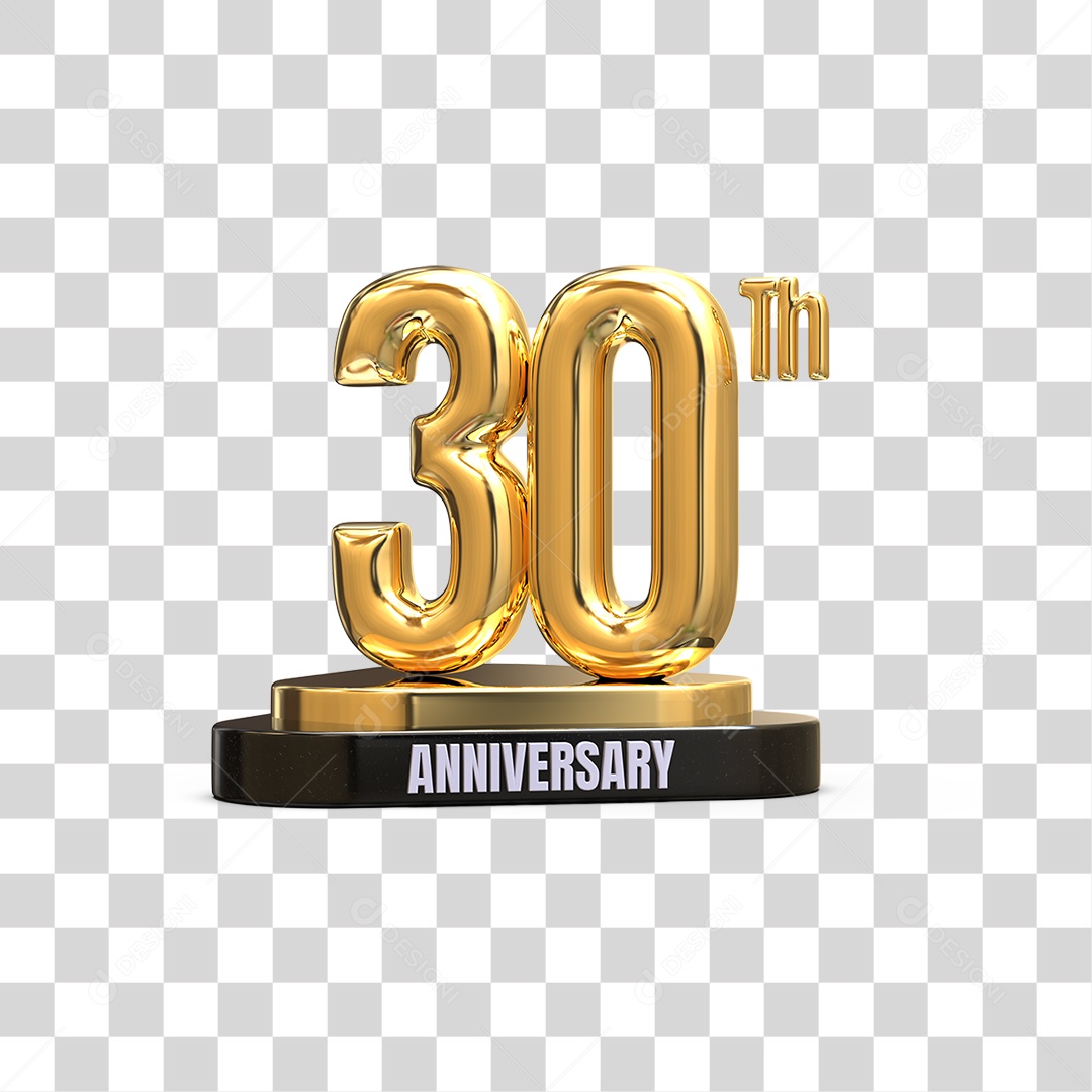 Podium de 30 Anos Aniversário Dourados PNG Transparente
