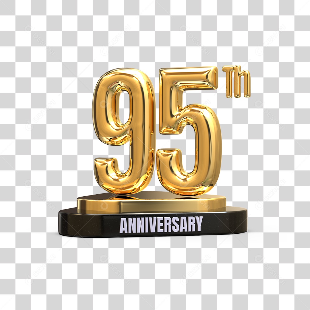 Podium de 95 Anos Aniversário Dourados PNG Transparente