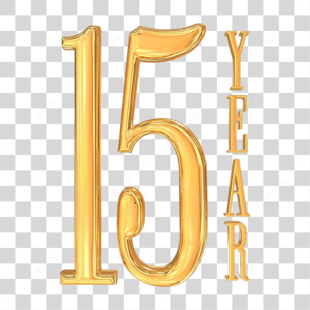 15 Anos Aniversário Dourados PNG Transparente