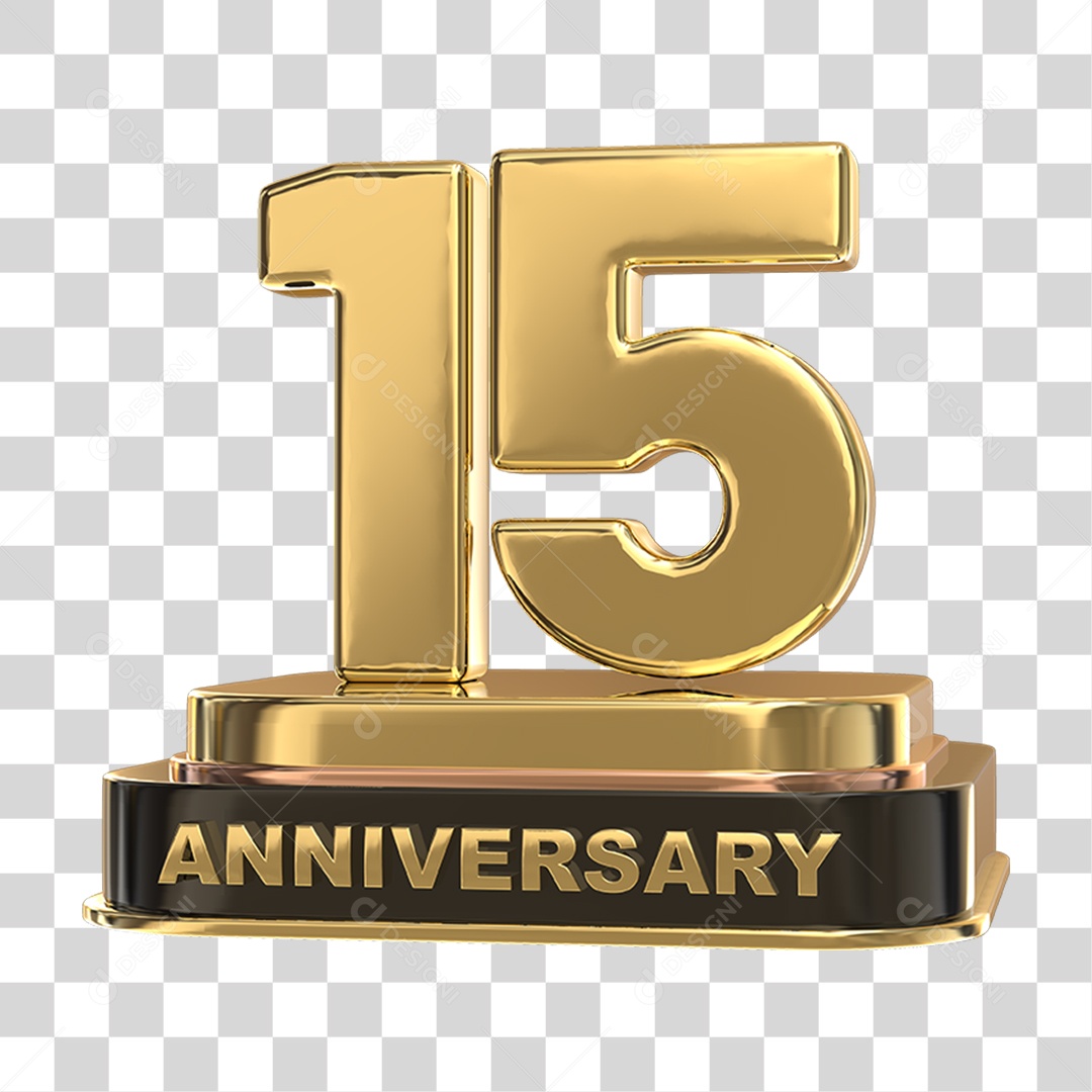 Podium de 15 Anos Aniversário Dourados PNG Transparente