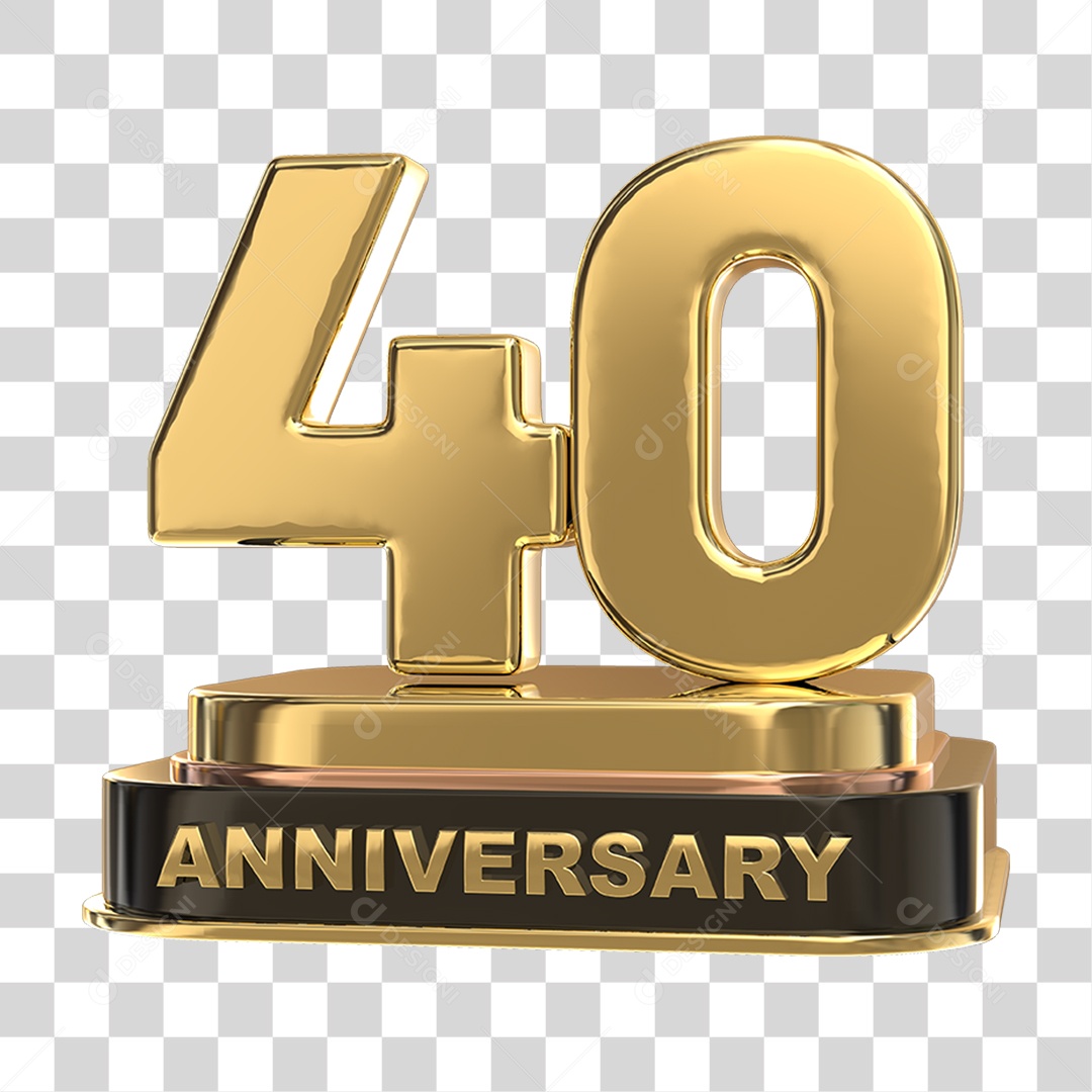 Podium de 40 Anos Aniversário Dourados PNG Transparente