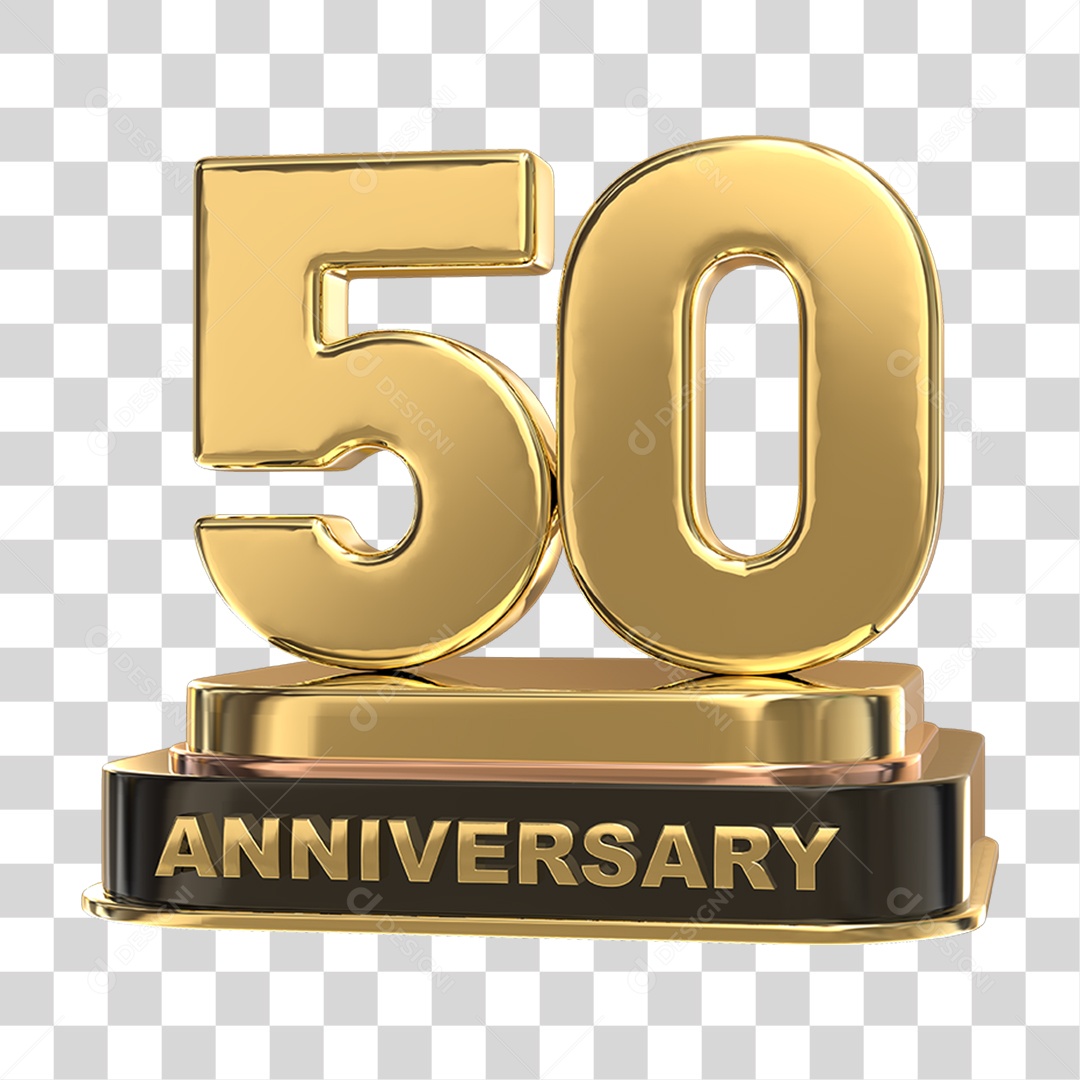 Podium de 50 Anos Aniversário Dourados PNG Transparente