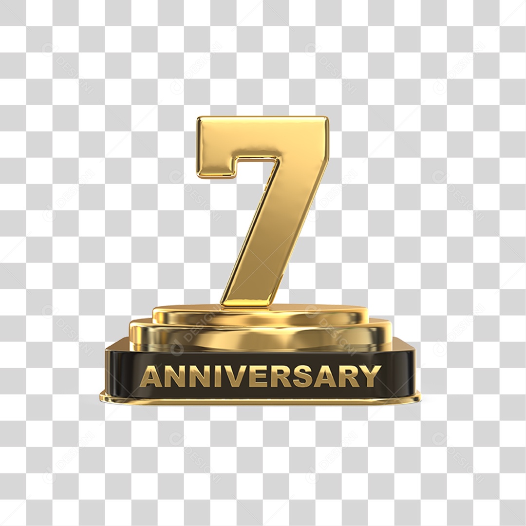 Podium de 7 Anos Aniversário Dourados PNG Transparente