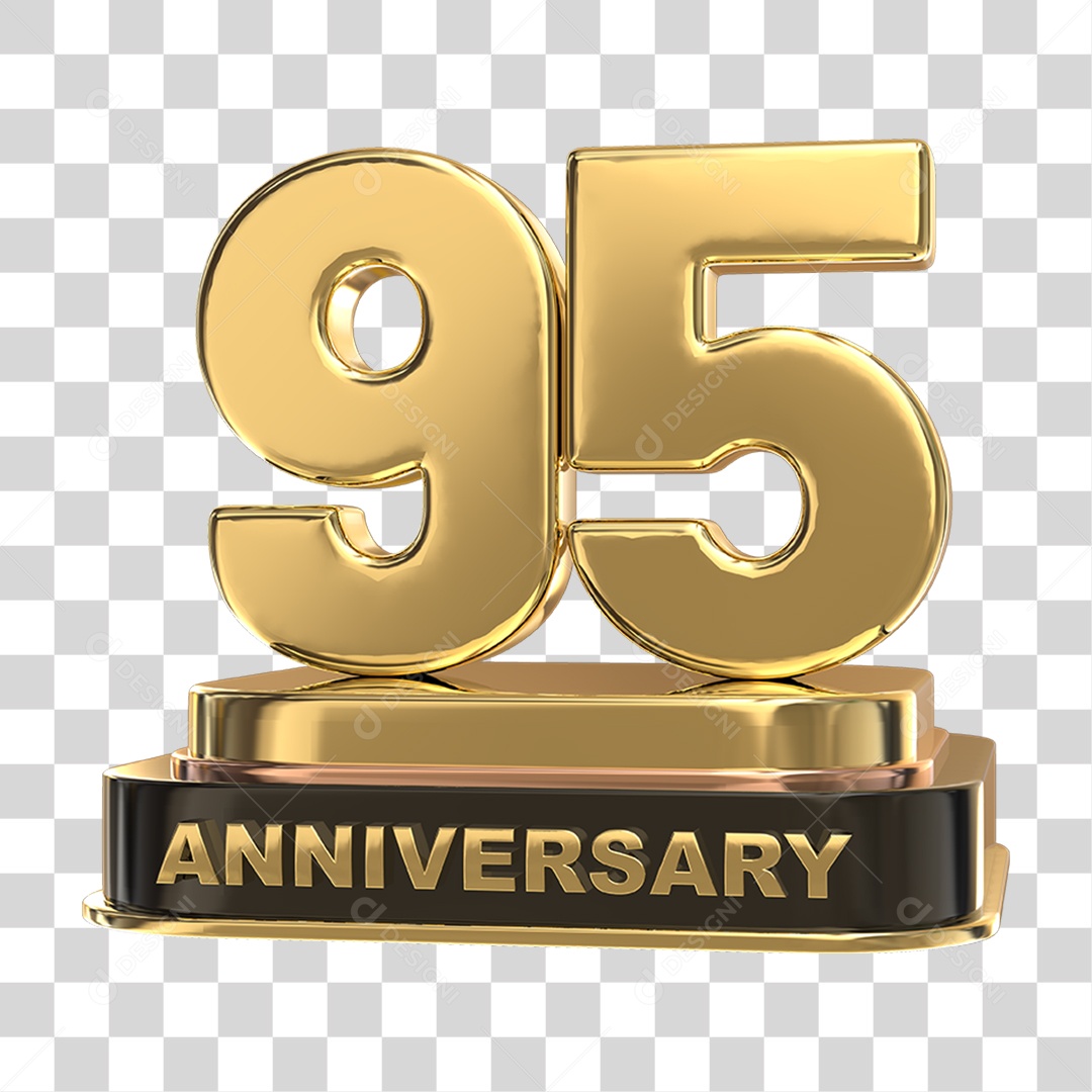 Podium de 95 Anos Aniversário Dourados PNG Transparente