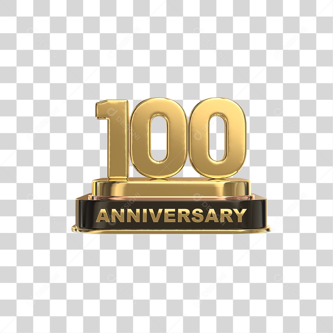 Podium de 100 Anos Aniversário Dourados PNG Transparente