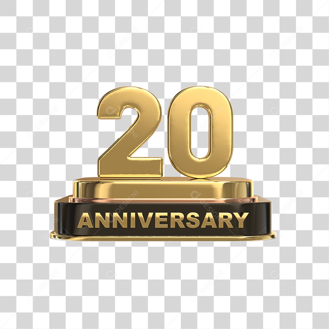 Podium de 20 Anos Aniversário Dourados PNG Transparente