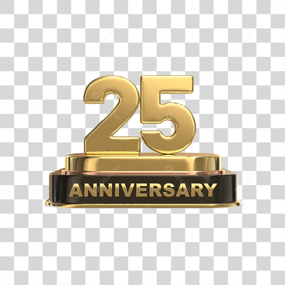 Podium de 25 Anos Aniversário Dourados PNG Transparente