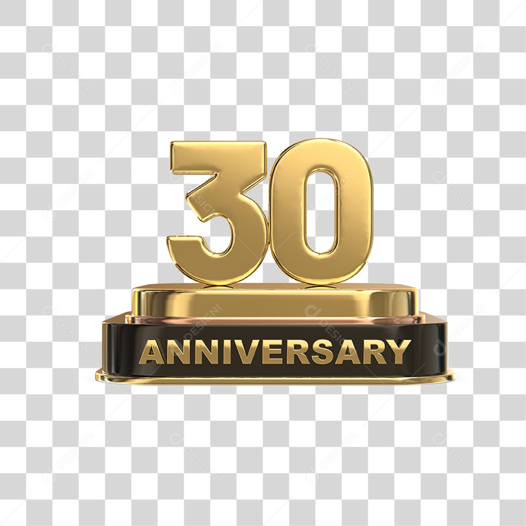 Podium de 30 Anos Aniversário Dourados PNG Transparente