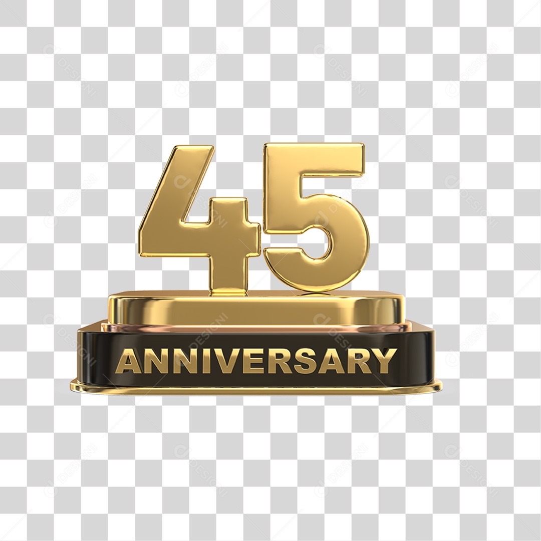 Podium de 45 Anos Aniversário Dourados PNG Transparente