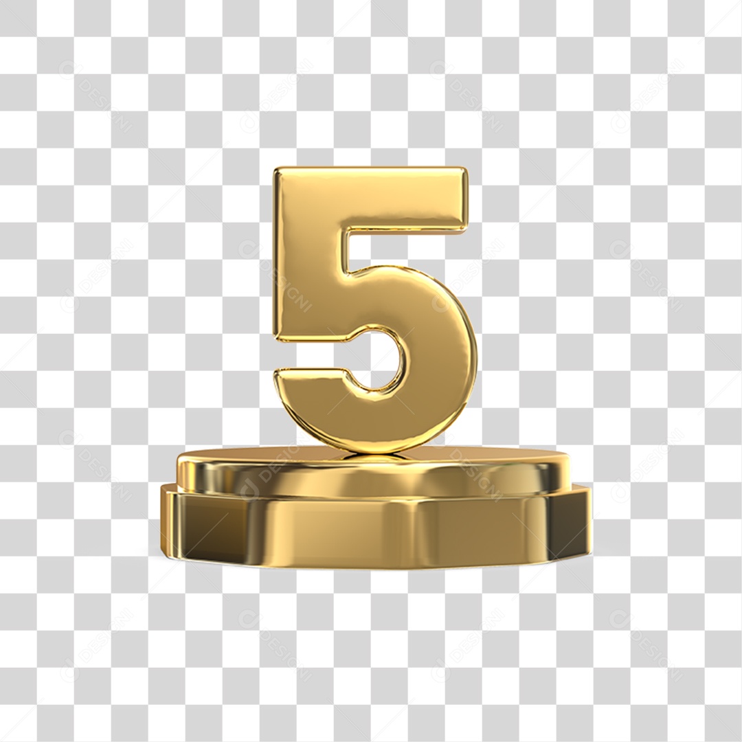 Podium de 5 Anos Aniversário Dourados PNG Transparente