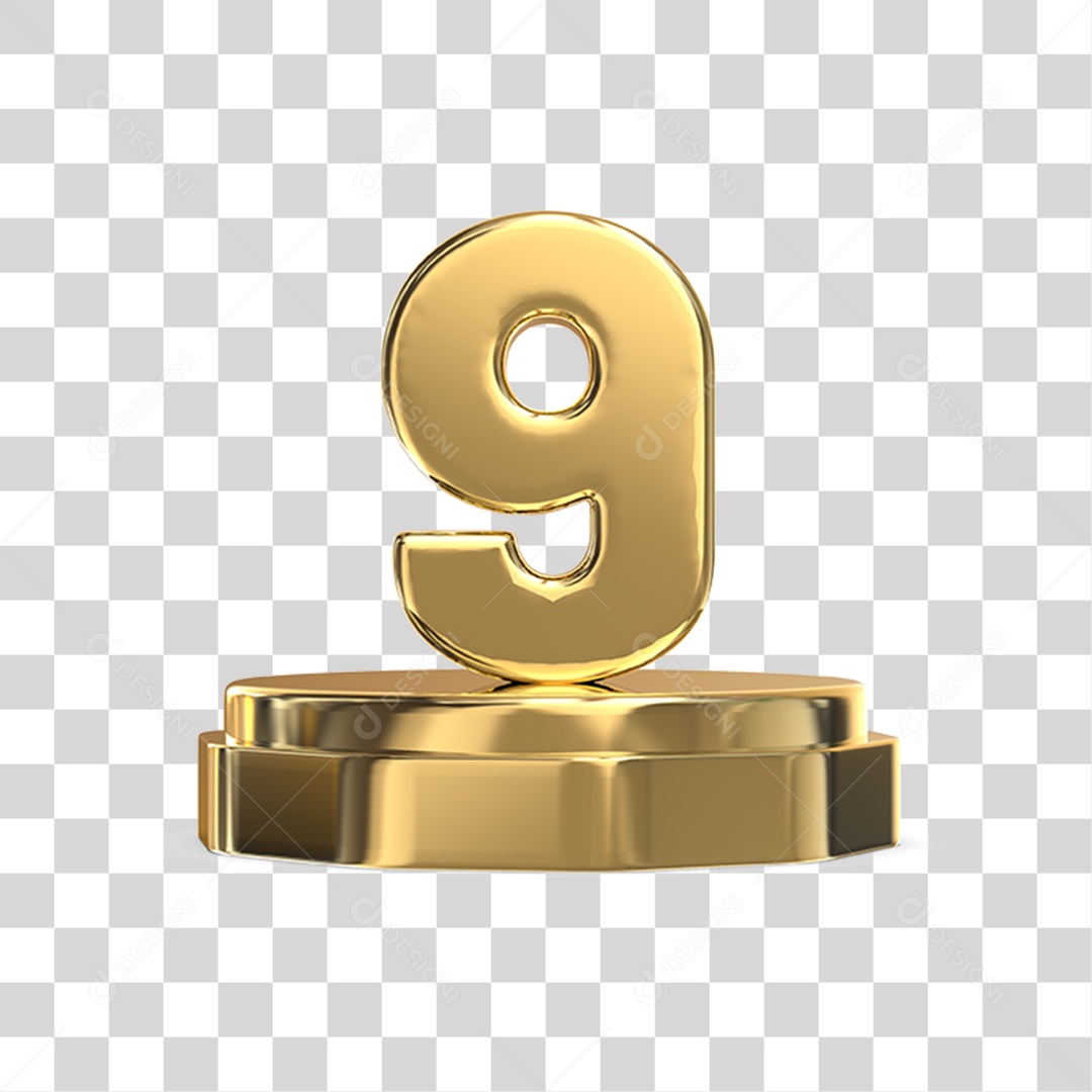 Podium de 9 Anos Aniversário Dourados PNG Transparente