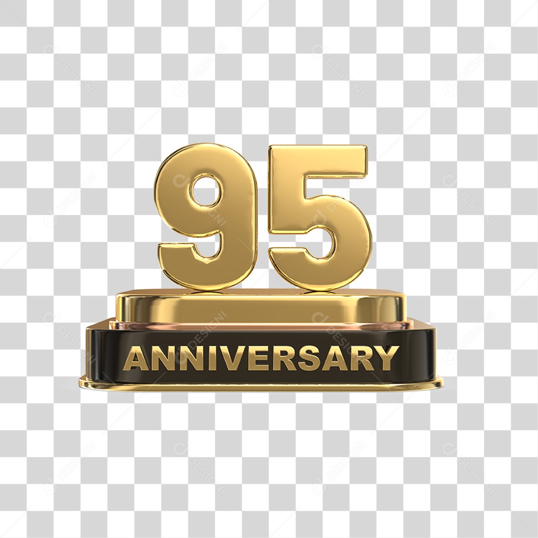 Podium de 95 Anos Aniversário Dourados PNG Transparente