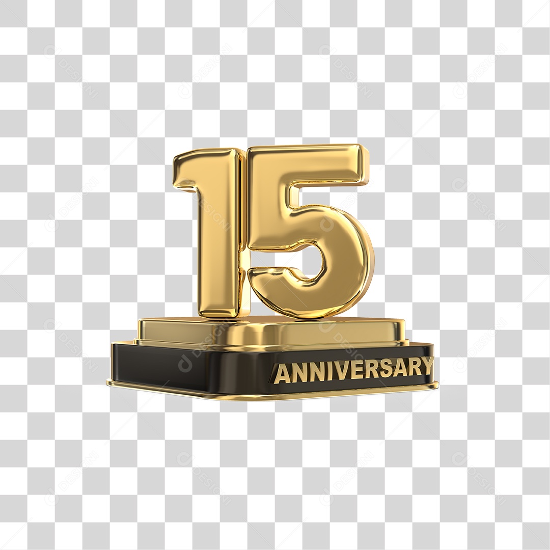Podium de 15 Anos Aniversário Dourados PNG Transparente
