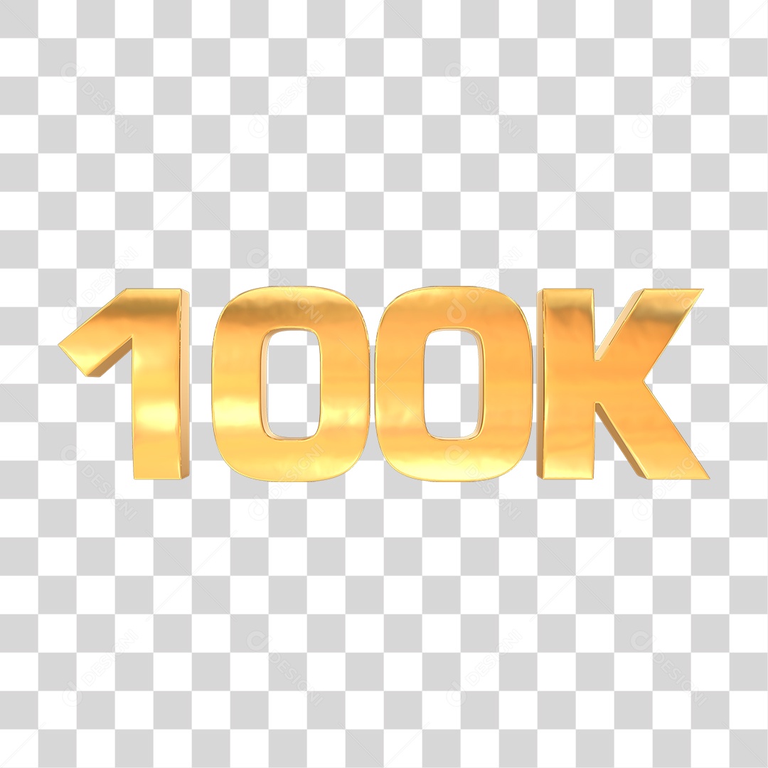 Número Dourado 100k Seguidores PNG Transparente