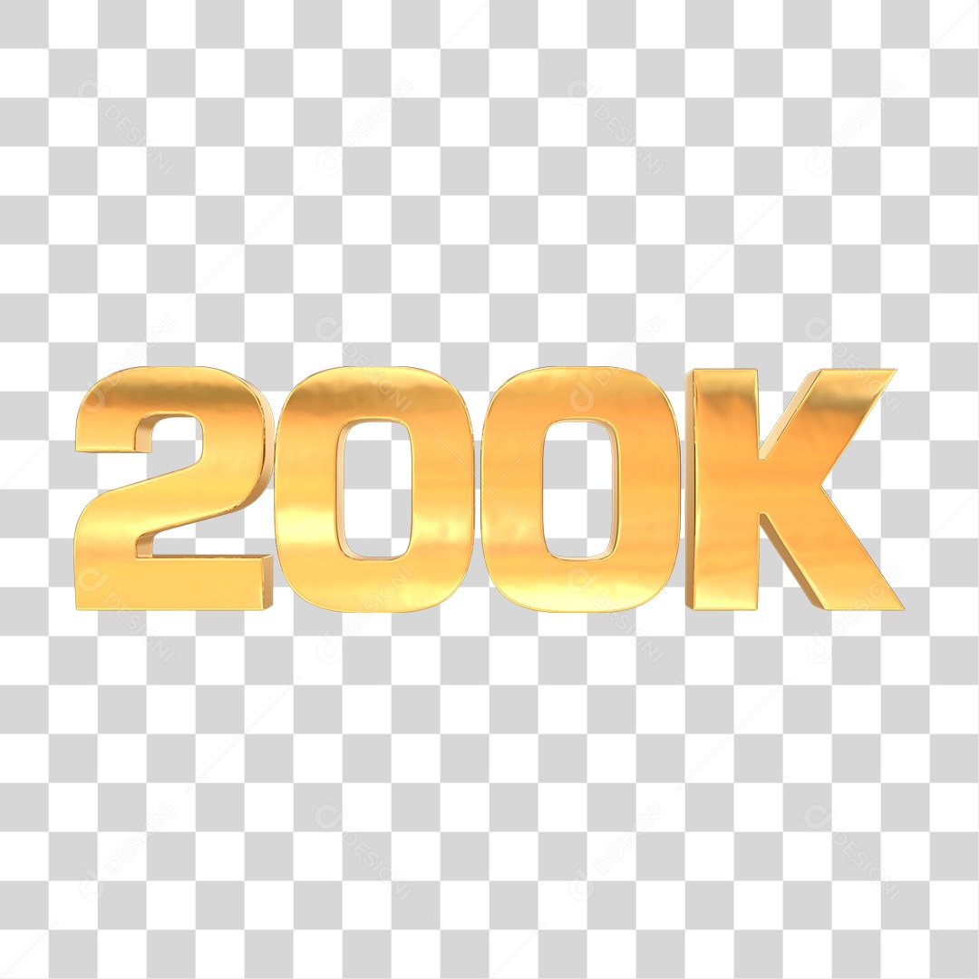 Número Dourado 200k Seguidores PNG Transparente