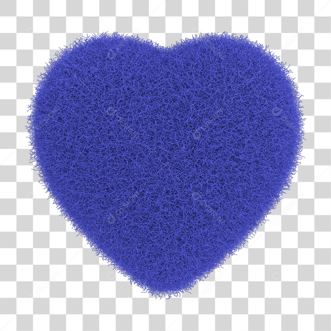 Coração Azul Peludo PNG Transparente