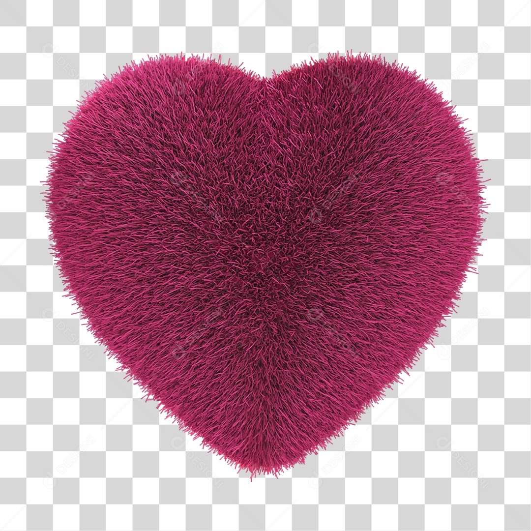 Coração Vermelho Peludo PNG Transparente