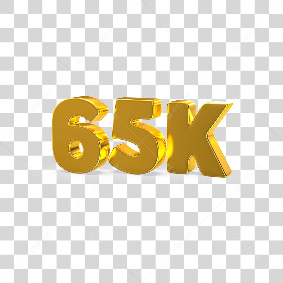 Número Dourado 65k Seguidores PNG Transparente