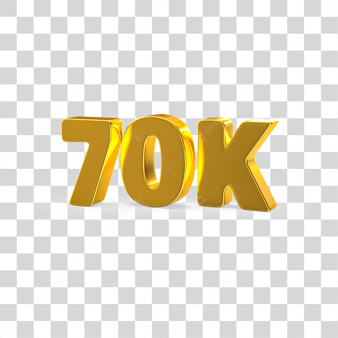 Número Dourado 70k Seguidores PNG Transparente