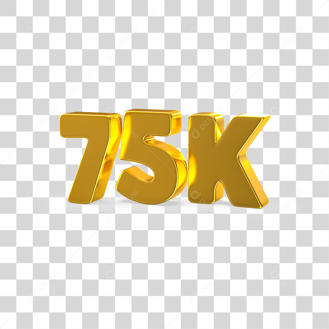 Número Dourado 75k Seguidores PNG Transparente