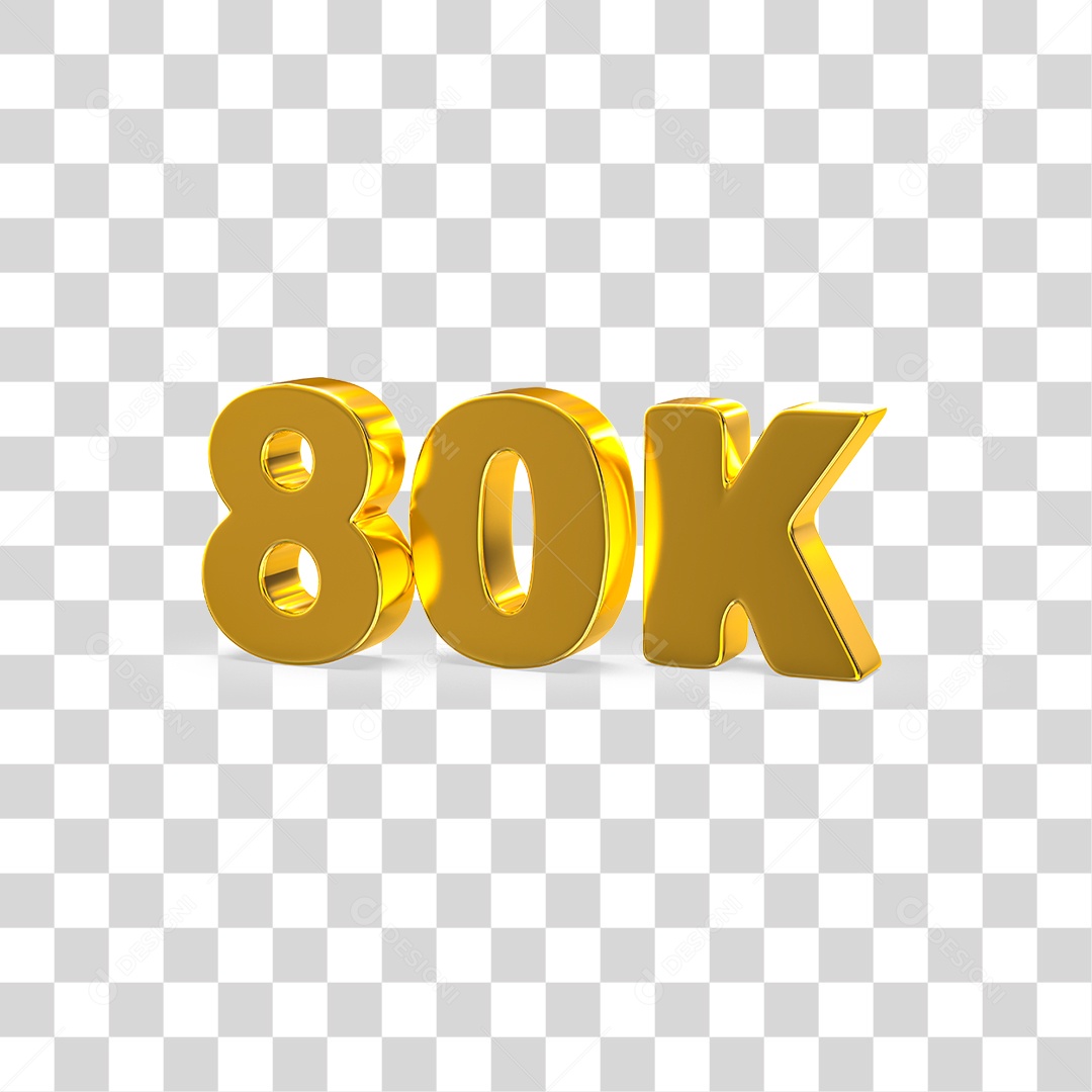 Número Dourado 80k Seguidores PNG Transparente