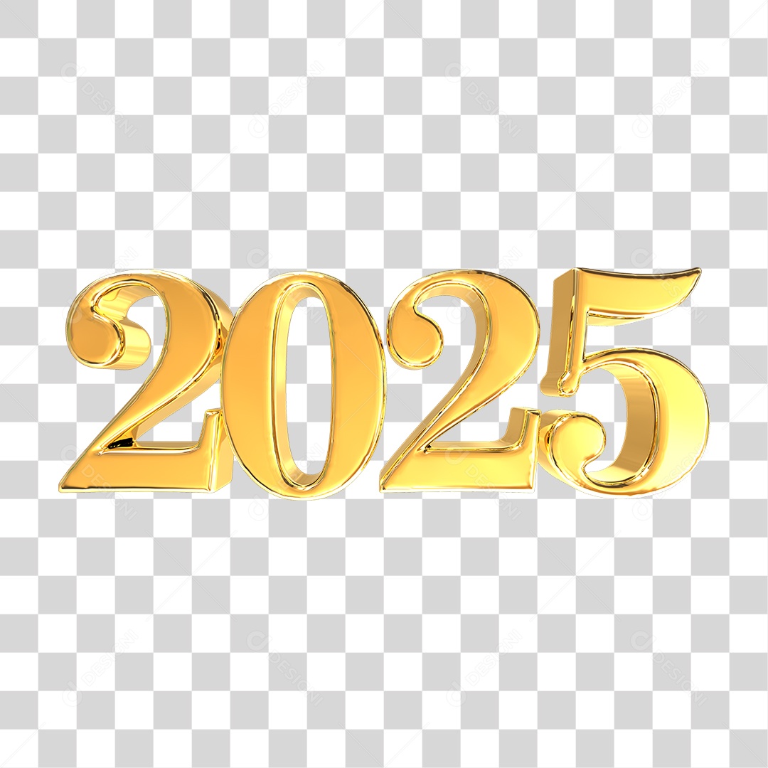 Número de 2025 Dourado PNG Transparente