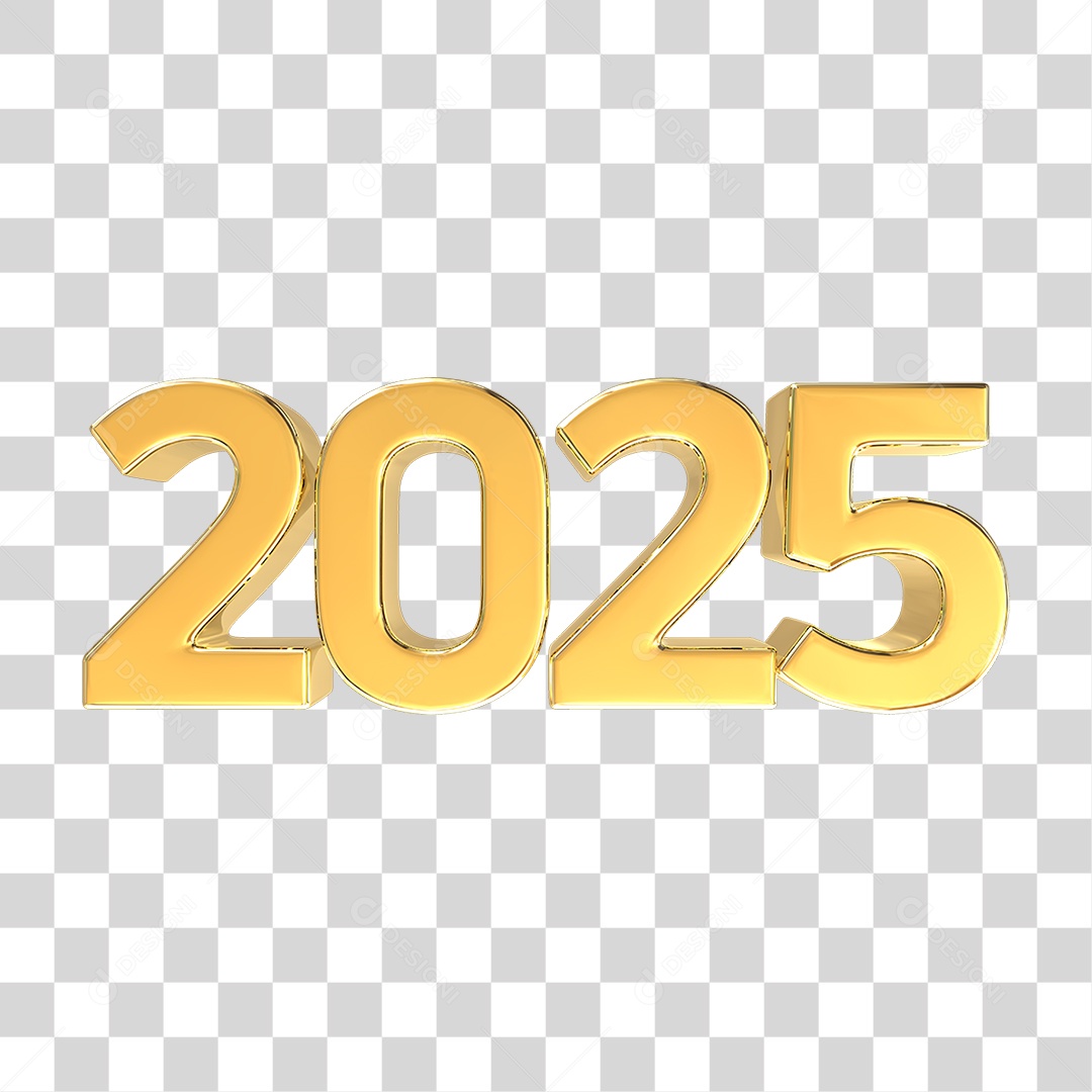 Número de 2025 Dourado PNG Transparente