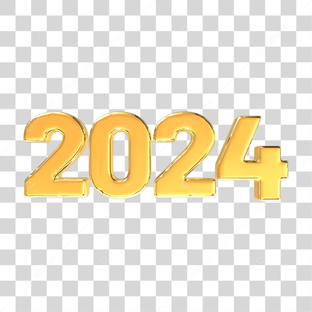 Número de 2024 Dourado PNG Transparente