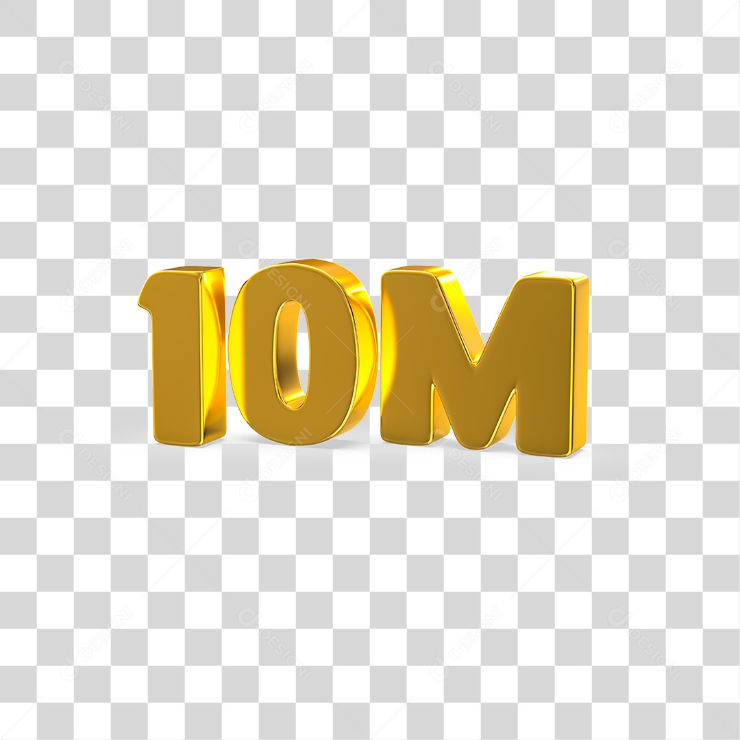 Número Dourado 10M Seguidores PNG Transparente