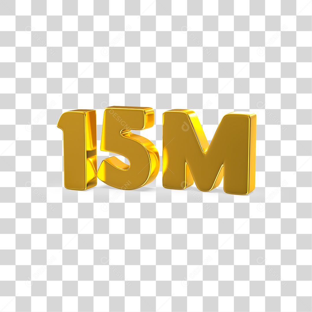 Número Dourado 15M Seguidores PNG Transparente