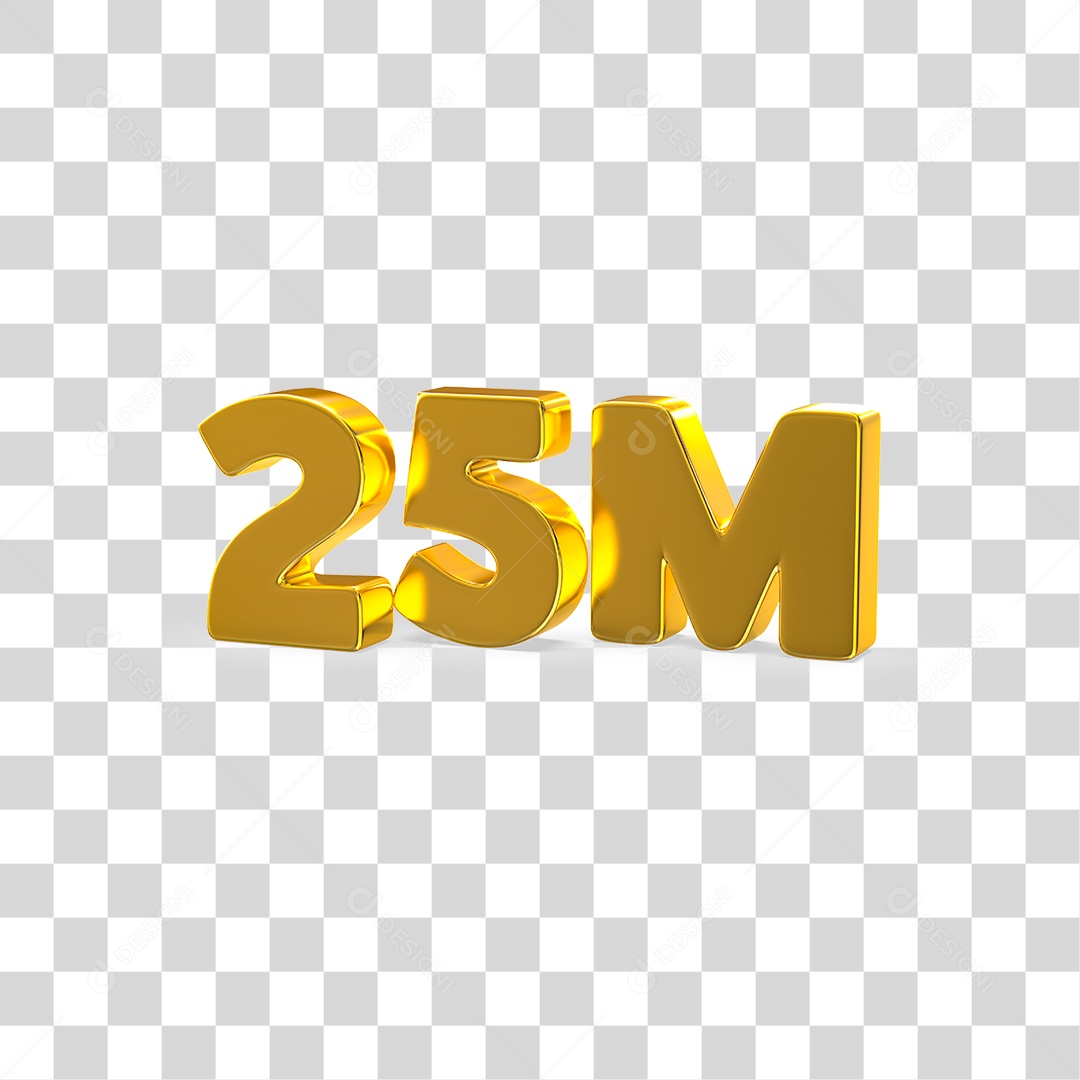 Número Dourado 25M Seguidores PNG Transparente