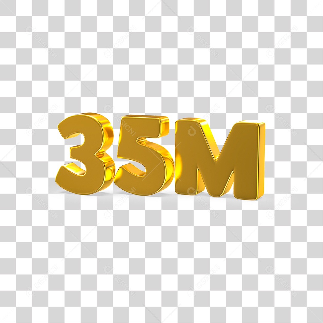 Número Dourado 35M Seguidores PNG Transparente