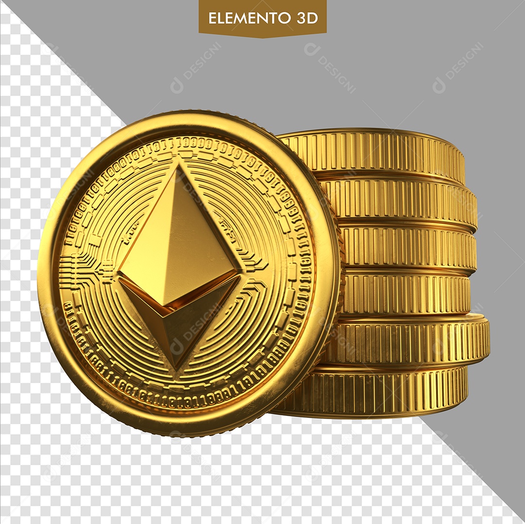 Moedas de Ouro de Dinheiro Digital Ethereum