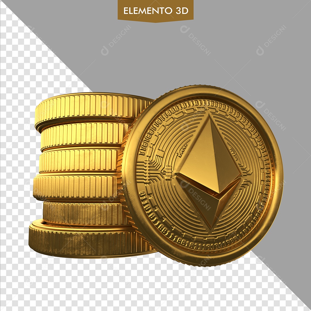 Moedas de Ouro de Dinheiro Digital Ethereum
