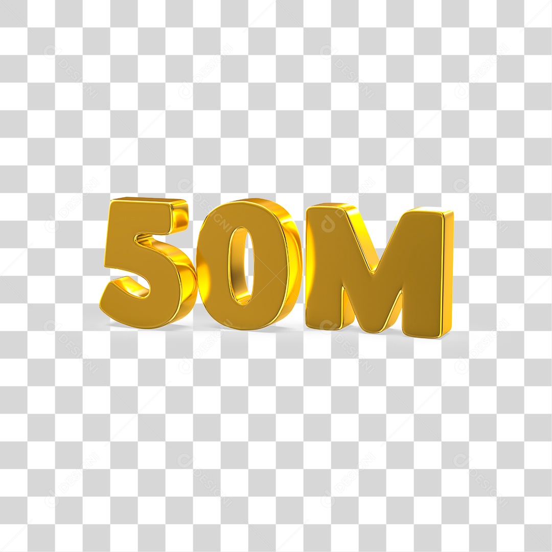 Número Dourado 50M Seguidores PNG Transparente