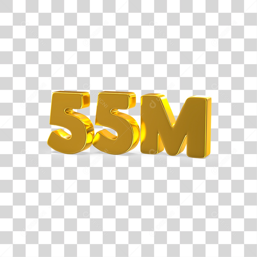 Número Dourado 55M Seguidores PNG Transparente