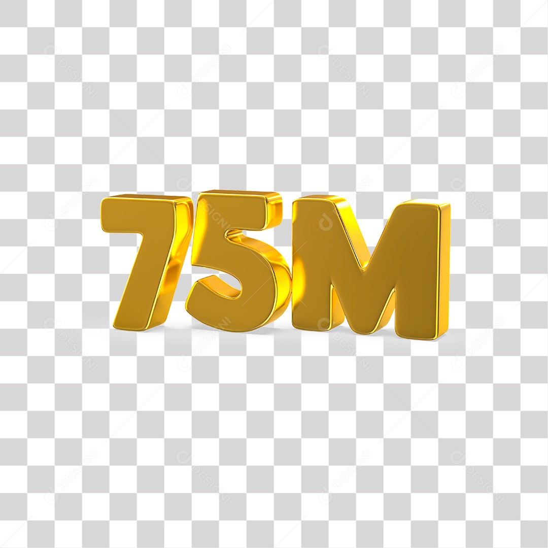Número Dourado 75M Seguidores PNG Transparente