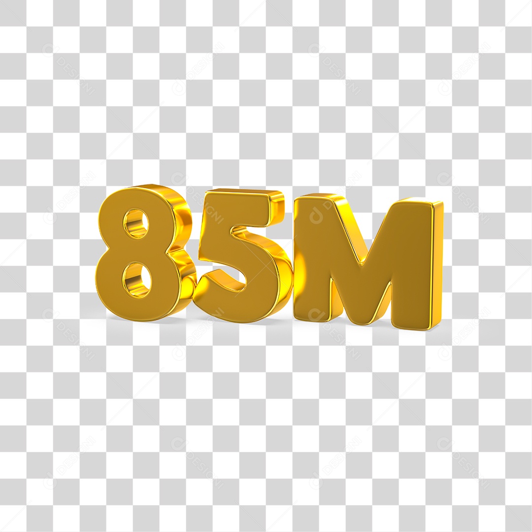 Número Dourado 85M Seguidores PNG Transparente