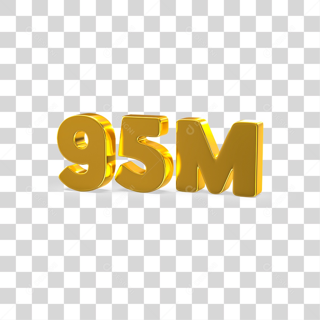 Número Dourado 95M Seguidores PNG Transparente