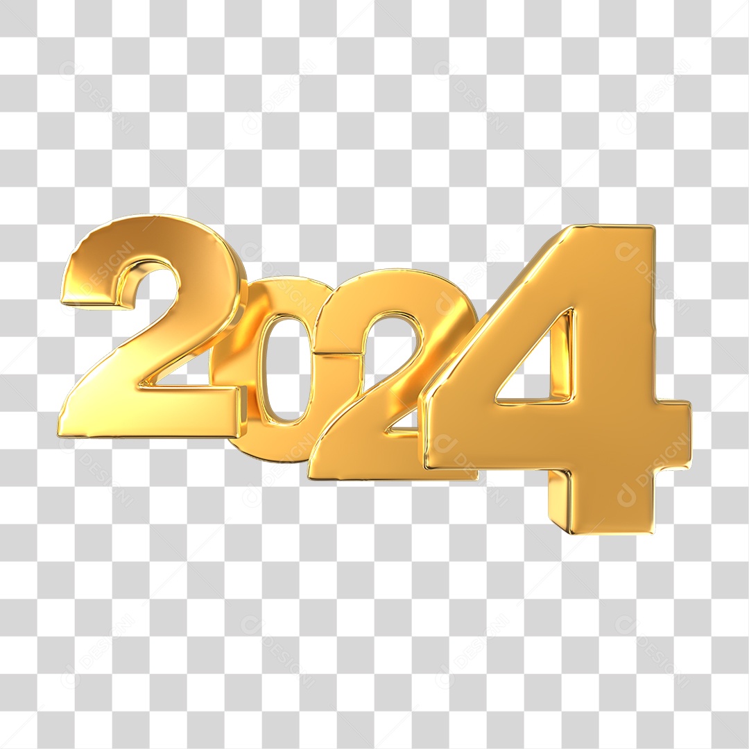 Número de 2024 Dourado PNG Transparente