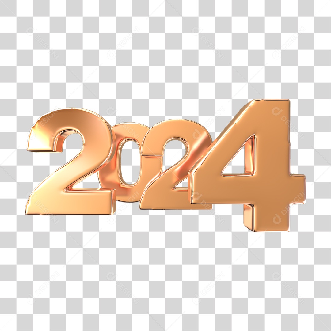 Número de 2024 Dourado PNG Transparente