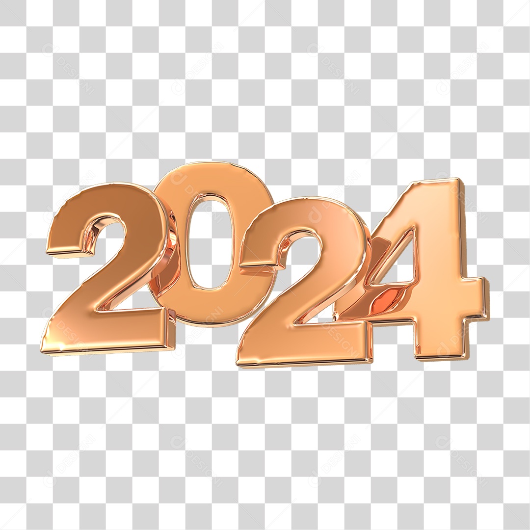 Número de 2024 Dourado PNG Transparente