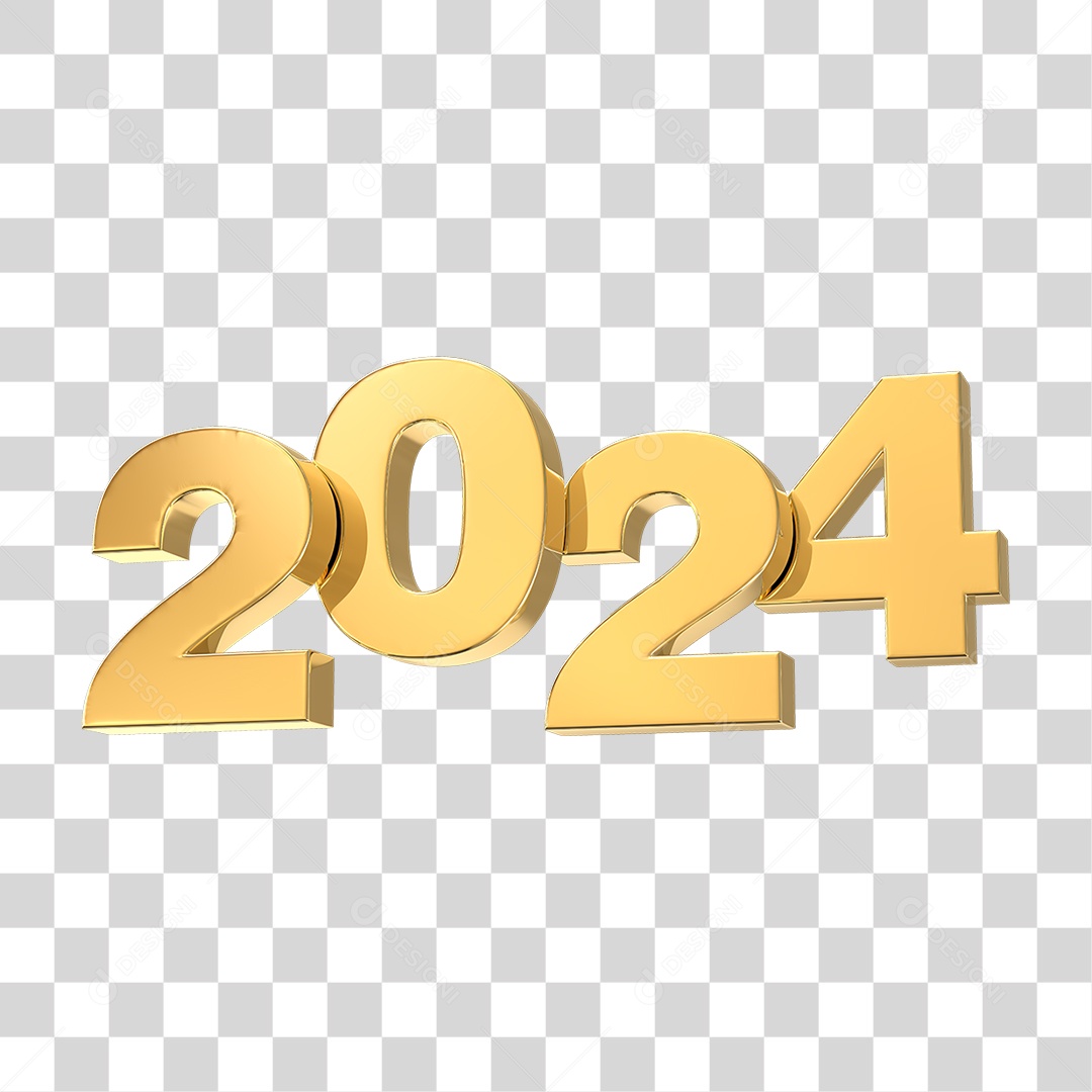 Número de 2024 Dourado PNG Transparente