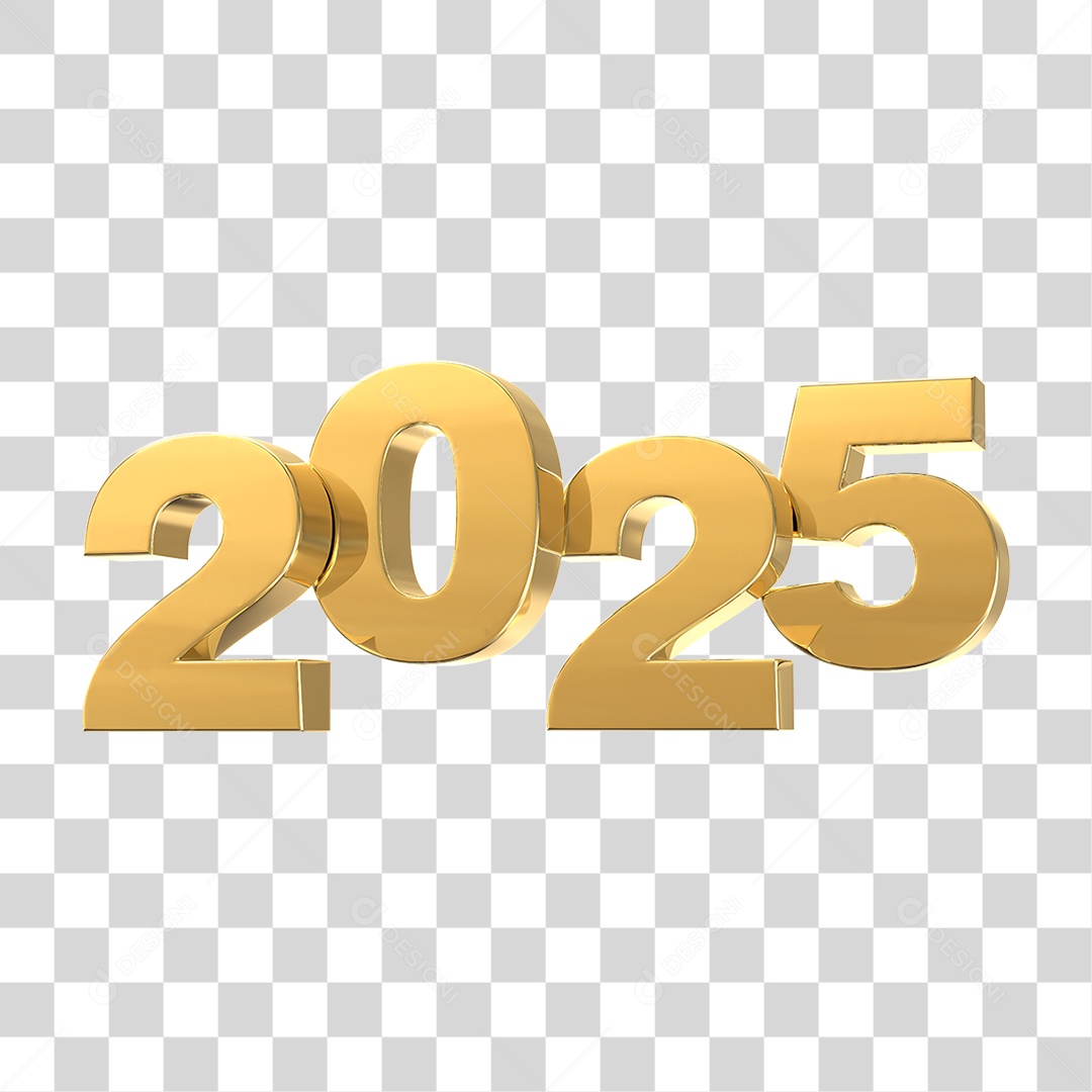 Número de 2025 Dourado PNG Transparente