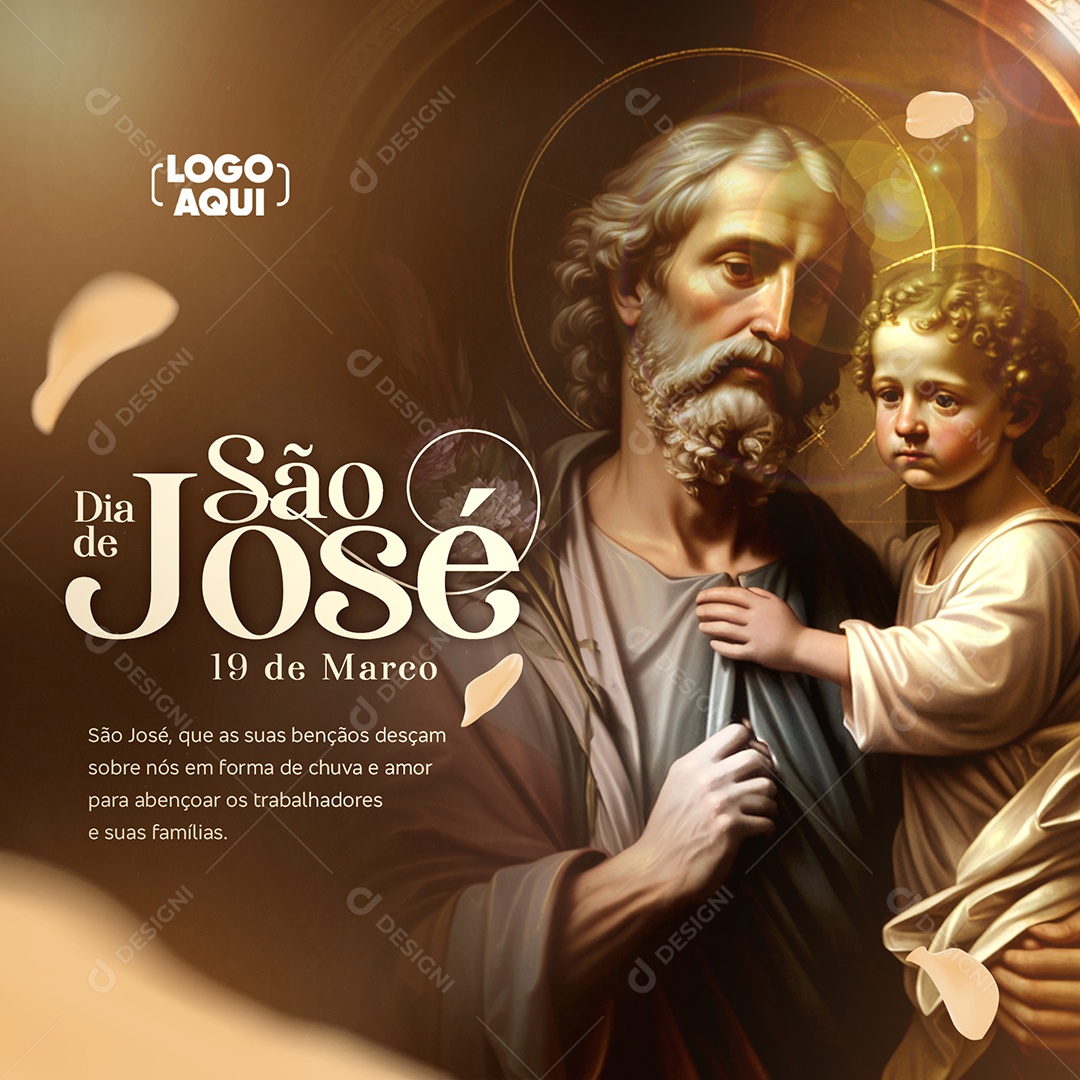 Que As Benças Desçam Sobre Nós Dia de São José 19 De Março Social Media PSD Editável